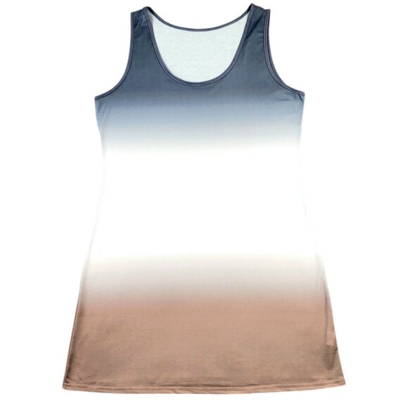 Womens XL Colorblock Ombre Tank Dress Stylish Sleeveless Summer Tunic Round Neck - Picture 5 of 11